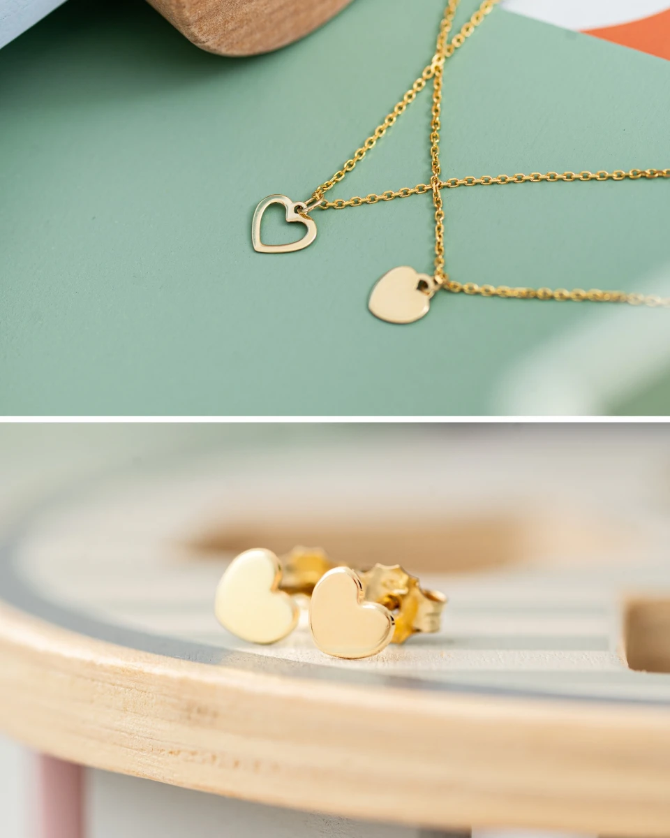 Baba Szív Sárga Arany 14K Fülbevaló