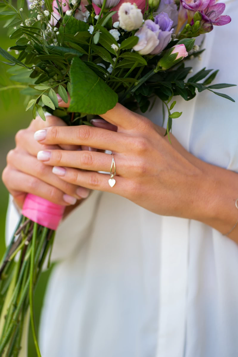 Lógós Szív Vörös Arany 14K Gyűrű