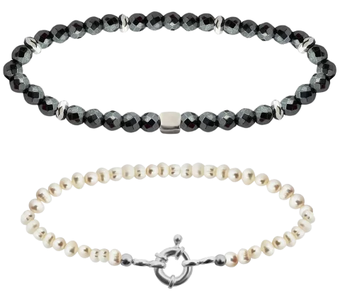 GRAV Pearl And Hematite Ezüst 925 Páros Karkötő
