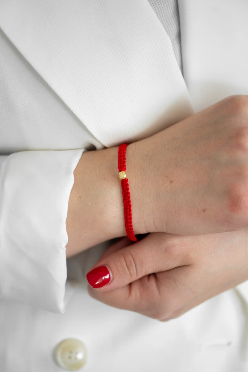 Makramé Mágnes Zárral Sárga Aranyozott Ezüst 925 Fonalas Karkötő