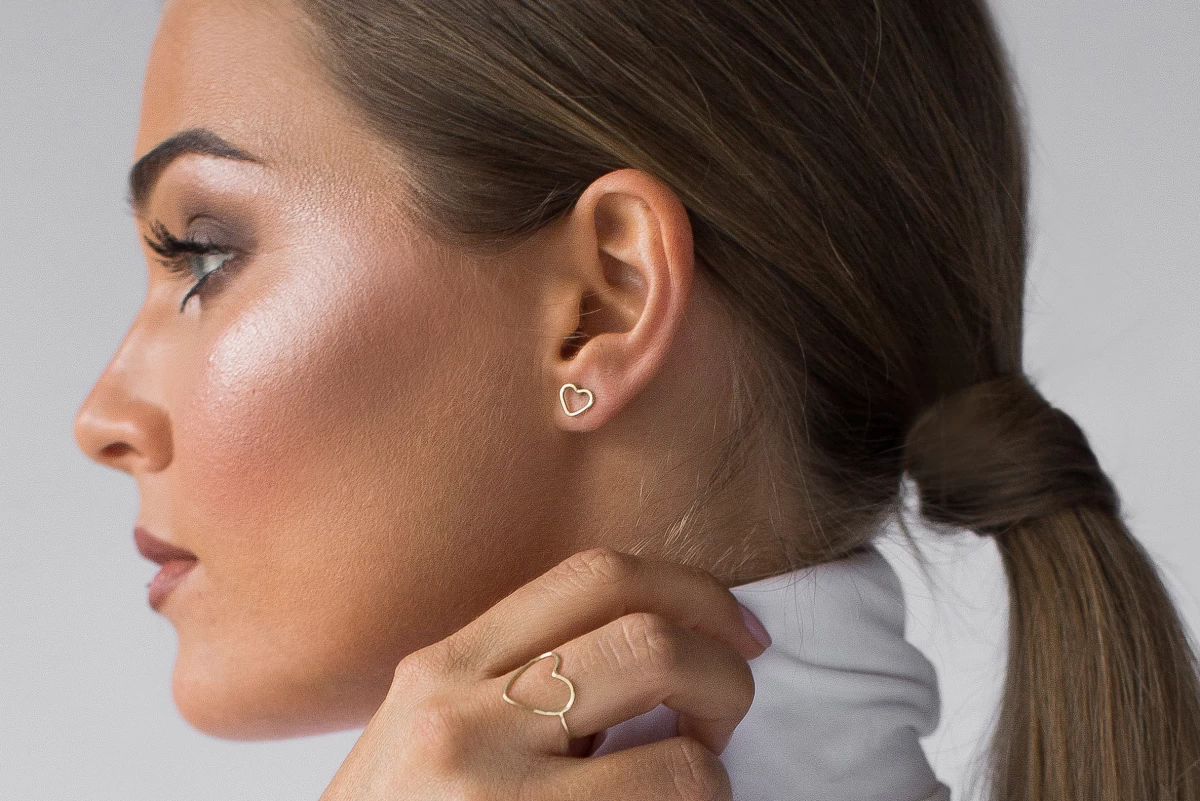 Grav Contour Heart Arany 14K Fülbevaló