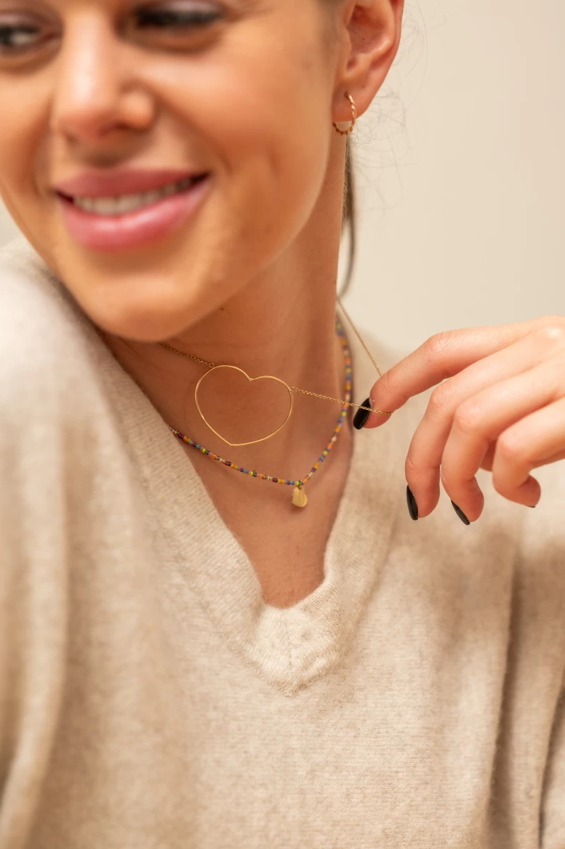 Színes Gyöngy Szív Ezüst 925 Nyaklánc